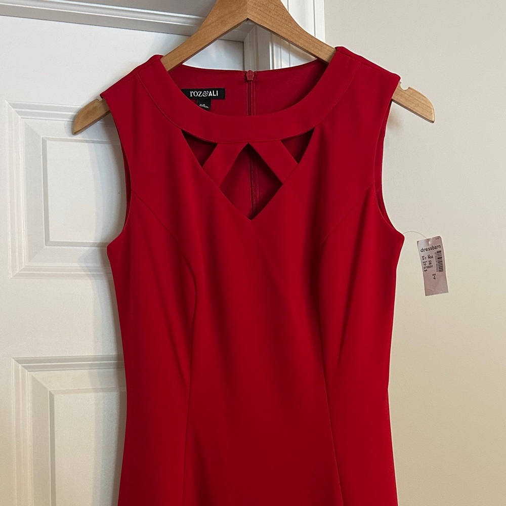 Roz & Ali Vibrant Red Cutout Midi Dress